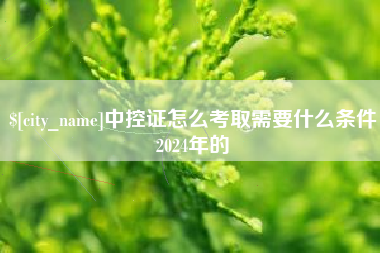黔东中控证怎么考取需要什么条件2024年的